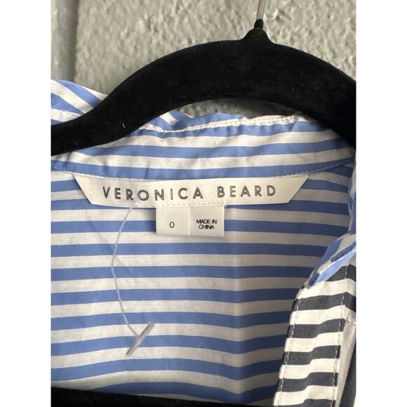 Women's Veronica Beard Mayfair Striped Button Front Wrap Top size 0 Quiet Luxury - Picture 4 of 5